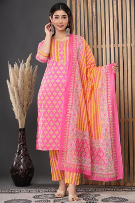 Fateh Enterprises Floral Print Kurta, Trouser/Pant & Dupatta Set