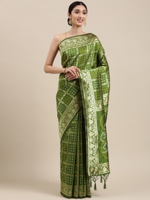 RekhaManiyar Woven Bollywood Pure Silk Saree(Dark Green)