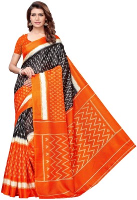 YASHIKA Printed Kalamkari Art Silk Saree(Orange)