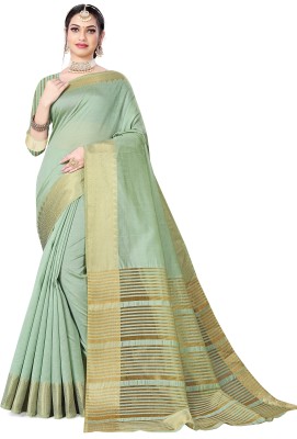 Leriya Fashion Woven Daily Wear Cotton Blend Saree(Light Green)