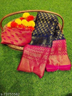 Harsiddhi fashion Geometric Print, Animal Print Bollywood Chiffon, Brasso Saree(Blue, Pink)