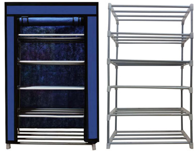 KOnline Metal Collapsible Shoe Stand (Blue, 5Shelves, Metal Collapsible Shoe Stand(Blue, 5 Shelves, DIY(Do-It-Yourself))