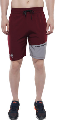 Xohy Color Block Men Maroon Bermuda Shorts