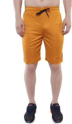 Xohy Solid Men Gold Bermuda Shorts
