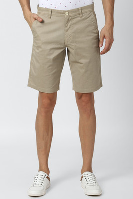 VAN HEUSEN Solid Men Khaki Regular Shorts
