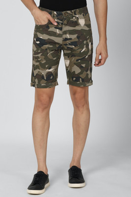 PETER ENGLAND Printed Men Green Regular Shorts