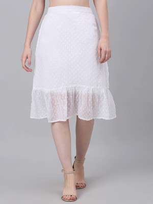 NEUDIS Self Design Women A-line White Skirt