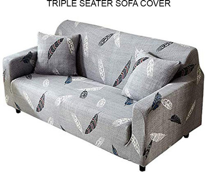 HOUSE OF QUIRK Polyester 3 Seater Sofa Floral Cover(Pack of 1 Grey)