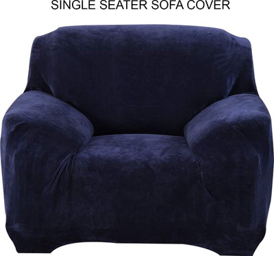 HOUSE OF QUIRK Polyester Plain 3 Seater Sofa Cover(Blue Thikened Pack of 1)