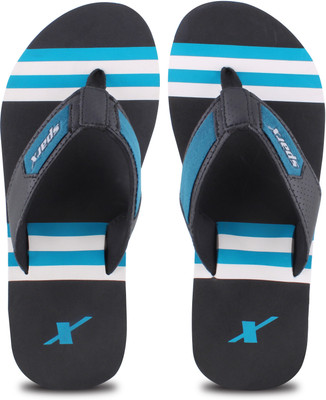 Sparx Men Flip Flops(Black, Blue , 6)