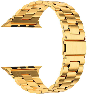 Hamz Stainless Steel Strap Suitable for iWatch 45mm/44mm/42mm Series 7/6/SE/5/4/3/2/1 Smart Watch Strap(Gold)