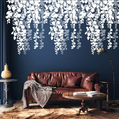 ARandNJ Painting Wall Stencils Pack of 1, (Size:- 16X24 Inch) BOTANICAL PATTERN THEME- Cherry Falling Leaf DIY Reusable Design Suitable For Bedroom, Living Room, Studio, Entrance & Office Decoration Modern Print Wall Stencil