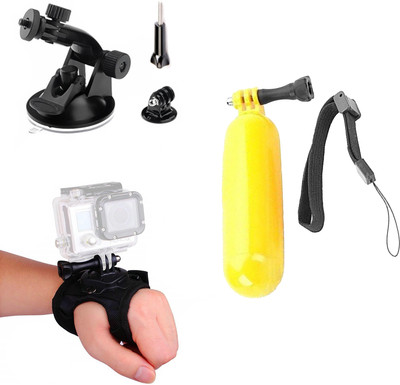 quikprof FloatingGrip,SuctionCup And 360 Rotatable Hand Strap For Gopro Action Cameras Strap(Black, Yellow)