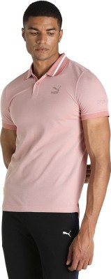 PUMA Printed Men Polo Neck Pink T-Shirt