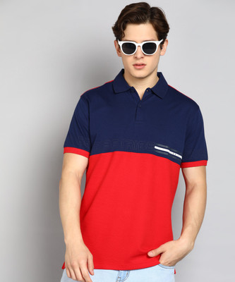 Allen Solly Tribe Colorblock Men Polo Neck Dark Blue, Red T-Shirt