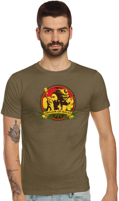 TANTRA Printed Men Round Neck Light Green T-Shirt