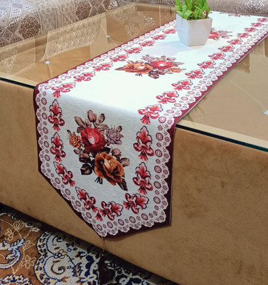 Saksham Enterprises Beige, Red 183 cm Table Runner(Cotton)