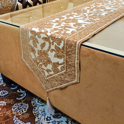 Saksham Enterprises Gold 180 cm Table Runner(Cotton)