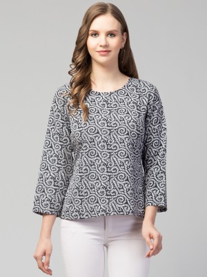 Kulfi Casual Printed Women White, Black Top