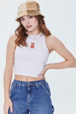 FOREVER 21 Casual Graphic Print Women White Top