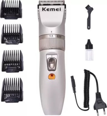 Kemei KM-27C Professional Rechargeable Hair Trimmer Electric Hair Clipper, Razor Trimmer 70 min  Runtime 4 Length Settings(Silver, Multicolor)