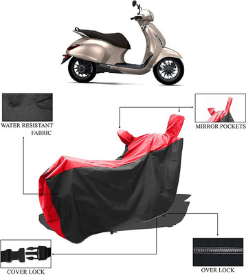 KEDIT Two Wheeler Cover for Bajaj(Chetak, Red, Black)