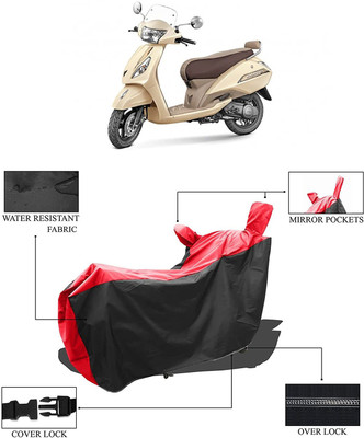 KEDIT Two Wheeler Cover for TVS(Jupiter classic, Red, Black)