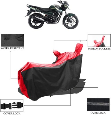 KEDIT Two Wheeler Cover for Bajaj(Discover 100 DTS-i, Red, Black)