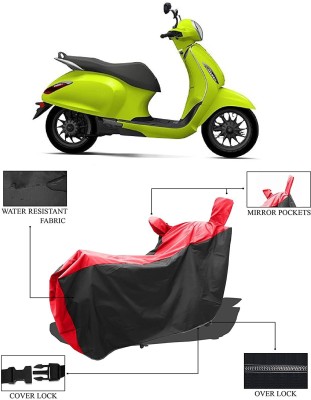 KEDIT Two Wheeler Cover for Bajaj(New Chetak, Red, Black)