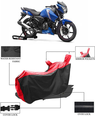KEDIT Two Wheeler Cover for TVS(Apache RTR 160 4V, Red, Black)