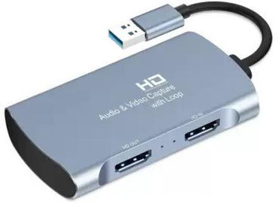 Etzin Video Capture Card, HDMI USB 3.0 microphone input, 3.5mm stereo channel output. USB Adapter(SILVER AND BLACK)