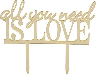 Flour Butter Chocolate Acrylic Topper All You Need Is Love Gold - FBC0050 Cake Topper(Gold Pack of 1)