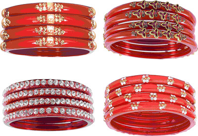 Zulka Get Your Traditions Glass Zircon Bangle Set(Pack of 16)
