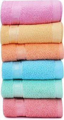 Terry Retail Cotton 350 GSM Face Towel Set(Pack of 6)