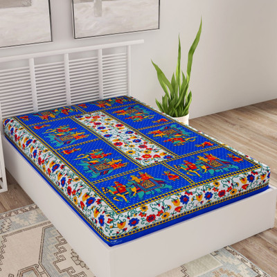 UNIQCHOICE 120 TC Cotton Single Printed Flat Bedsheet(Pack of 1, Blue)
