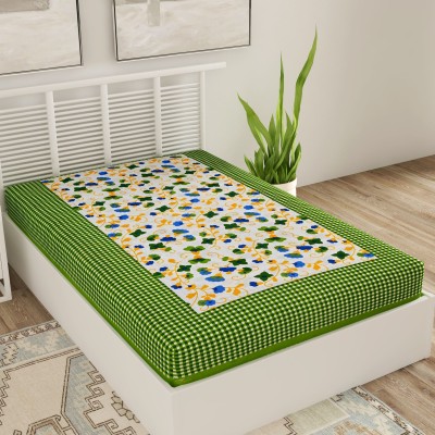Bombay Spreads 120 TC Cotton Single Floral Flat Bedsheet(Pack of 1, Green)