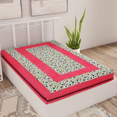 Bombay Spreads 120 TC Cotton Single Floral Flat Bedsheet(Pink)