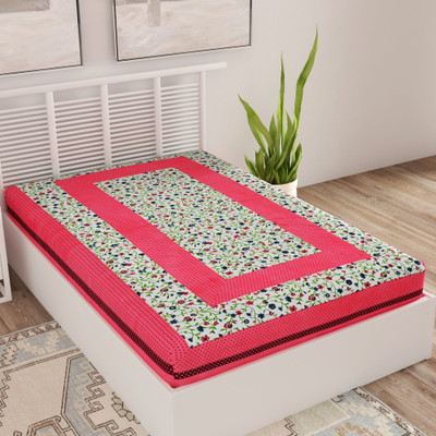 UNIQCHOICE Cotton Single Flat 120 TC Floral Bedsheet(Pack of 1, Pink)