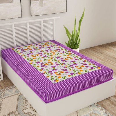 UNIQCHOICE 120 TC Cotton Single Floral Flat Bedsheet(Purple)