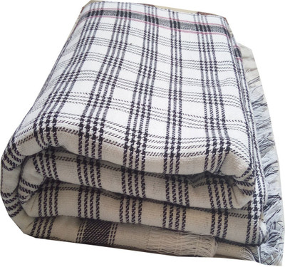 Dehati Homez Checkered Single Top Sheet for  AC Room(Poly Cotton, Black and White)