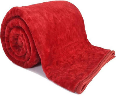 MFI Self Design Double Mink Blanket for  Heavy Winter(Woollen Blend, Red)