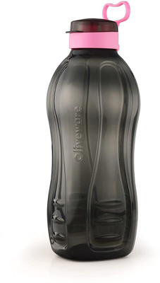 Oliveware Jumbo Water Bottle | 2000 Ml Capacity | Better Grip | For Home & Office Use 2000 ml Bottle(Pack of 1, Black, Pink, Plastic)