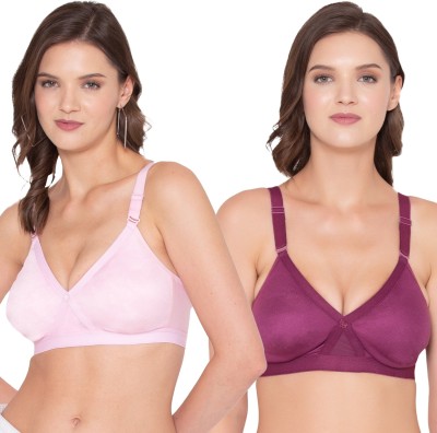 SOUMINIE Souminie Women's Cotton Seamless Plus Size Bra- Cross Fit Pack of 2 Women Minimizer Non Padded Bra(Pink, Purple)