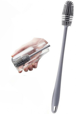 TEDRED Long Handle Silicon Water Bottle Cleaning Brush Silicone Wet and Dry Brush(Grey)