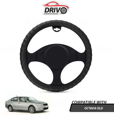 Drivo Steering Cover For Skoda Octavia(Black, Leatherite)