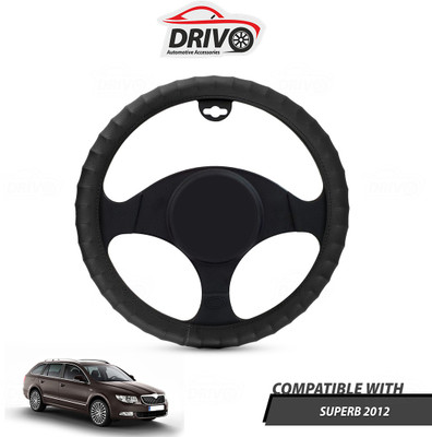Drivo Steering Cover For Skoda Superb(Black, Leatherite)