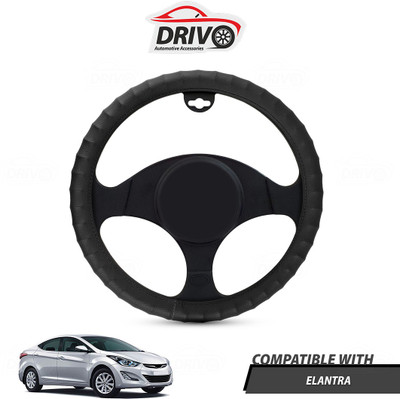 Drivo Steering Cover For Hyundai Elantra(Black, Leatherite)