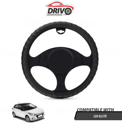 Drivo Steering Cover For Hyundai Elite i20(Black, Leatherite)