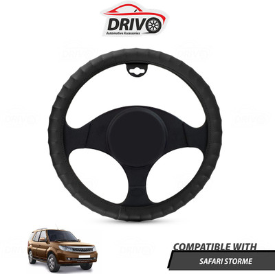 Drivo Steering Cover For Tata Safari Storme(Black, Leatherite)