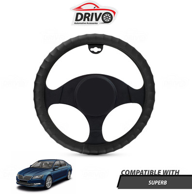 Drivo Steering Cover For Skoda Superb(Black, Leatherite)